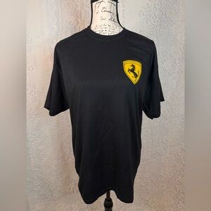 Hanes Black Tee with Yellow Ferrari Emblem